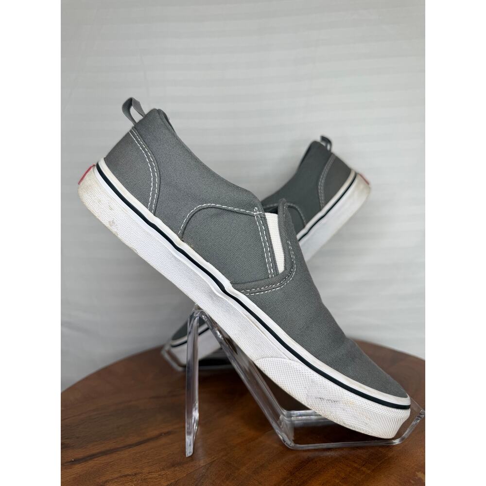 Vans Asher Slip-On Gray Canvas Sneakers Youth 7 Women’s 8.5 Casual Shoes - Picture 2 of 8
